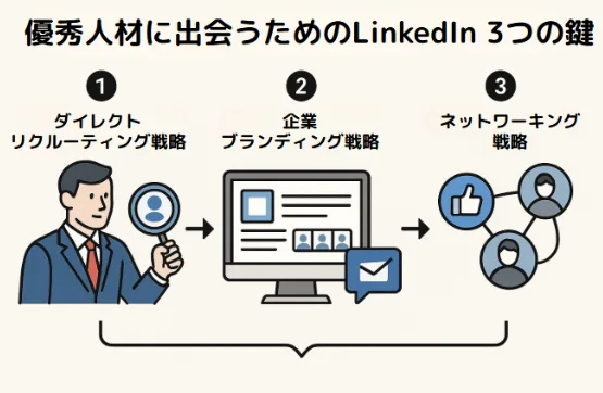 LinkedIn採用の3つの戦略的アプローチの解説画像